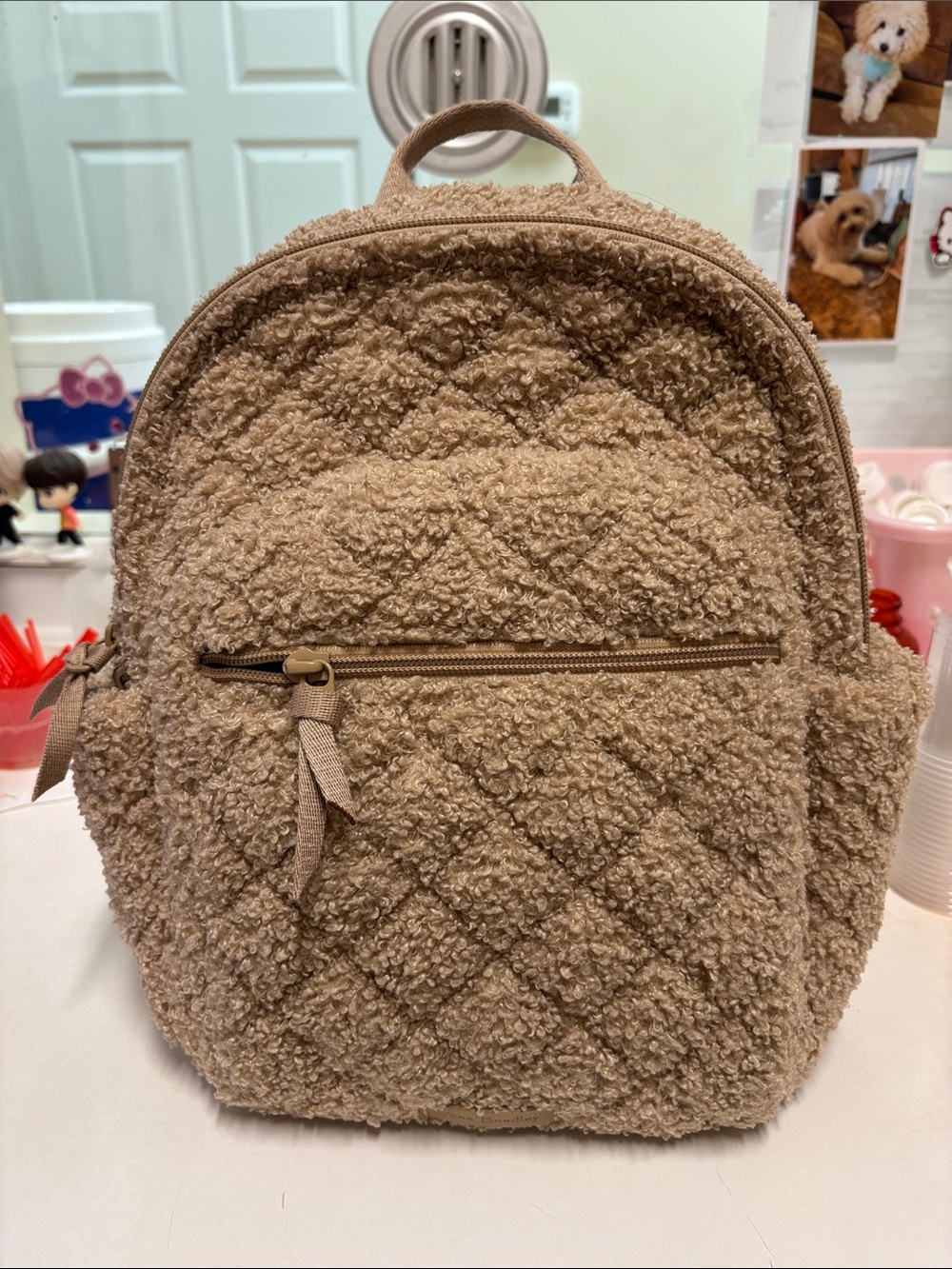 Vera Bradley Sherpa Mini Backpack in Camel Beige